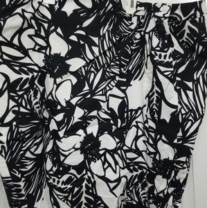 Black and white flower print wrap skirt